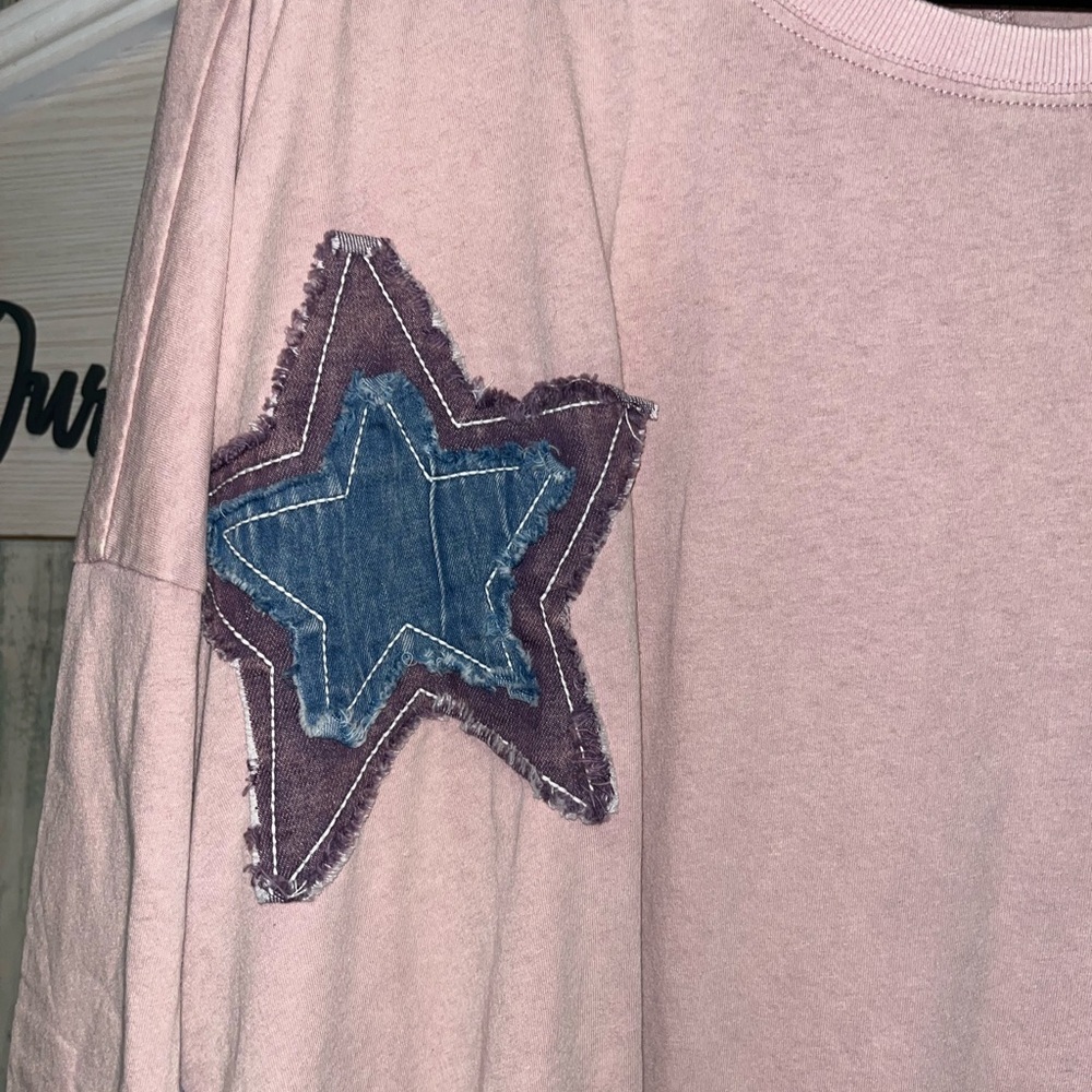 Easel Pink Star Embellished Long Sleeve Top - Picture 3 of 6